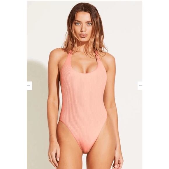 Vitamin A Womens Swimsuit XS Pink Alia One piece Coral Ecorib New Without Tag - Picture 1 of 9